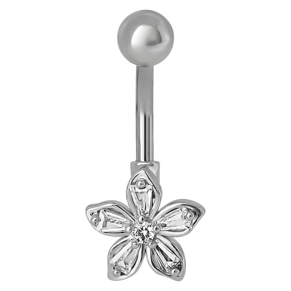 No Boundaries Women's Stainless Steel Flower Belly Ring