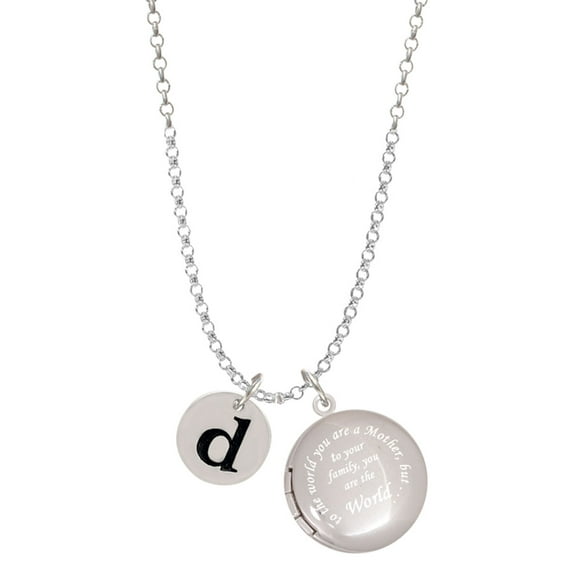 Delight Jewelry Silvertone Disc 1/2'' Initial - d - To the World You are a Mother Locket Necklace