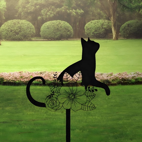 LAMIRO Memorial Grave Markers Metal Pet Memorial Stake Cat Memorial Sign,Iron Plug-in Cutout Sign Pet Plaque Burial Stake for Cemetery Garden Yard Outdoor Grave Decor