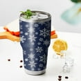 thumbnail image 3 of 30oz Dark Blue Christmas Snowflake Pattern Tumblers Stainless Steel Tumbler with Lid and Straw,Vacuum Insulated Double Wall Travel Tumbler Cups Mug with Cleaning Brush for Coffee,Tea, 3 of 7