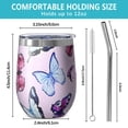 thumbnail image 5 of 12oz Stemless Wine Tumblers Pink Butterfly Pattern Vacuum Insulated Stainless Steel Travel Tumbler Cups Mug with Lid and Straw for Champaign,Cocktail,Beer with Cleaning Brush, 5 of 5