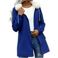 thumbnail image 2 of HongQid Women's Lightweight Waterproof Fleece Lined Hooded Softshell Rain Jacket with Faux Fur Collar, Warm Windbreaker Long Coat, 2 of 7