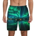 thumbnail image 2 of Picia Northern Lights pattern Mens Swim Trunks with Compression Liner Stretch Beach Shorts Quick Dry with Zipper Pockets No-Chafing Board Shorts-XX-Large, 2 of 9