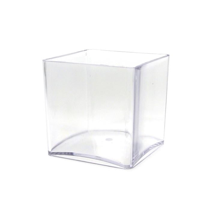 Clear Acrylic Cube Vase Display, 4Inch x 4Inch