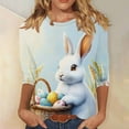 thumbnail image 1 of TaTaai Women Crew Neck 3/4 Sleeve Easter Print Casual Pullover Tee Ladies Spring Daily Commute Gathering Wear Lightweight Breathable Non-See-Through No Fading Fashion Top Gift, 1 of 5
