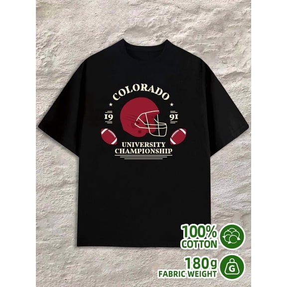 Colorado Football Tee men's 180G 100% Cotton black Original Unisex Shirt Cotton tshirts Trendy Unisex Shirt Graphic Tee tshirts Casual Unisex Shirt Graphic Tee tshirts