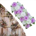 thumbnail image 2 of Chemin de Table Panneau de Fleurs Roses pour Décoration de Table de Mariage Violet et Blanc, 2 of 7