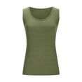 thumbnail image 6 of Penkiiy Women's Slim-Fit Essential Tank Tops | Solid Crew Neck Tees | Premium Soft Basics (Trending Now) 2XL Army Green, 6 of 7