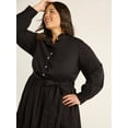 thumbnail image 4 of Free Assembly Women’s and Women's Plus Cotton Ruffle Midi Dress with Long Sleeves, Sizes XS-4X, 4 of 7