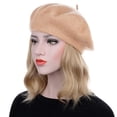thumbnail image 3 of Boina de lana, gorro cálido de invierno de estilo francés de color sólido para mujer, gorro de pintor de lana retro de otoño e invierno, boina para mujer que combina con todo, 3 of 8
