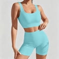 thumbnail image 5 of LEKODE workout set for women set clothes for women shorts sets 2 piece outfits Yoga Outfits comfort and supportive G Light Blue XL, 5 of 7
