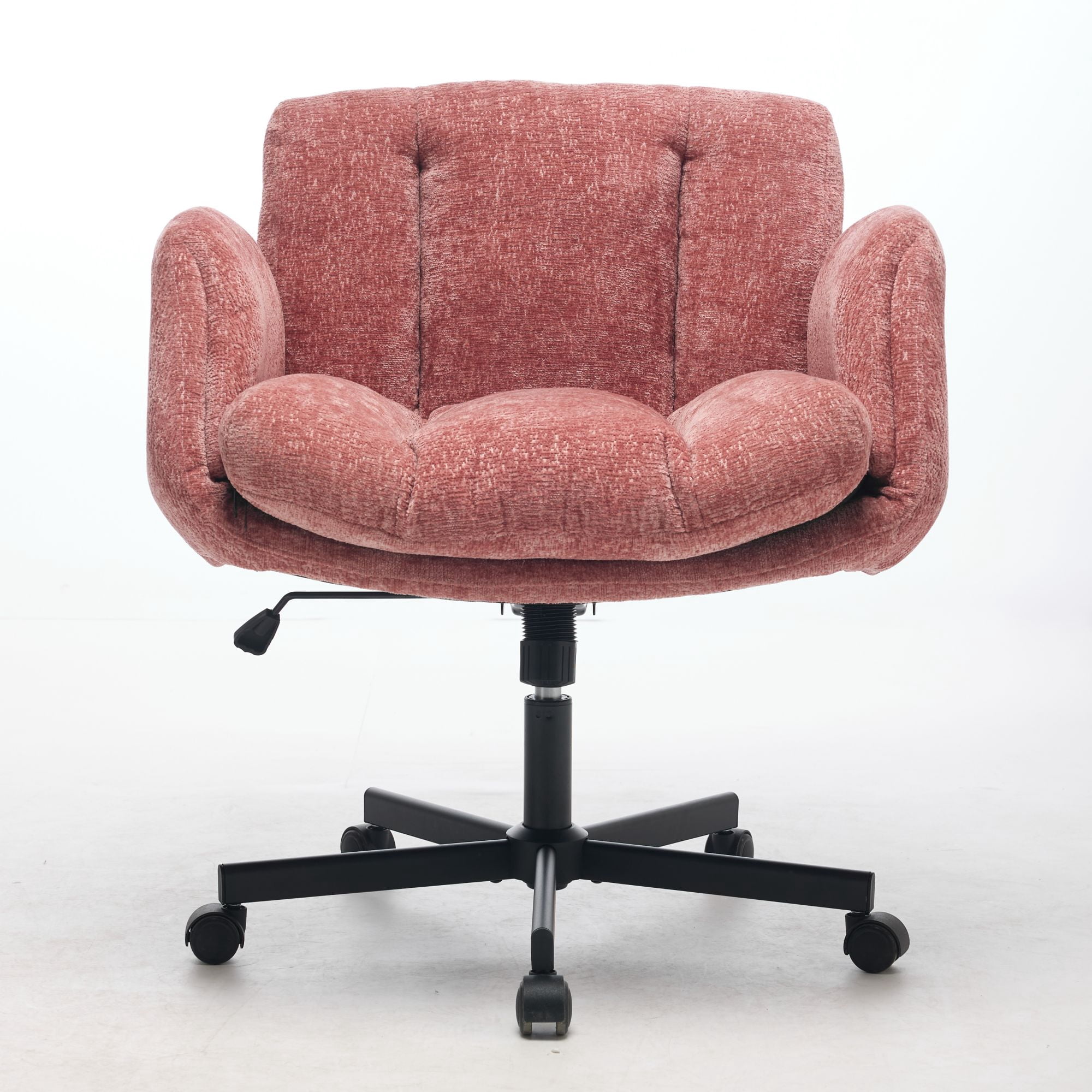 Modern Chenille Swivel Office Chair, Height Adjustable Task Chair with Convertible Armrests, Double Cushioned Desk Chair for Home Vanity Living Room