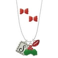thumbnail image 1 of Delight Jewelry Silvertone Pebble Border Initial - S Christmas Kiss Charm Necklace and Stud Earrings, 1 of 4