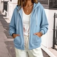 thumbnail image 3 of Besolor Womens Zip up Hoodies Drawstring Long Sleeve Sweatshirts Fall Winter Casual Thermal Warm Outdoor Track Jacket with Pockets(X-Large,Light Blue), 3 of 5
