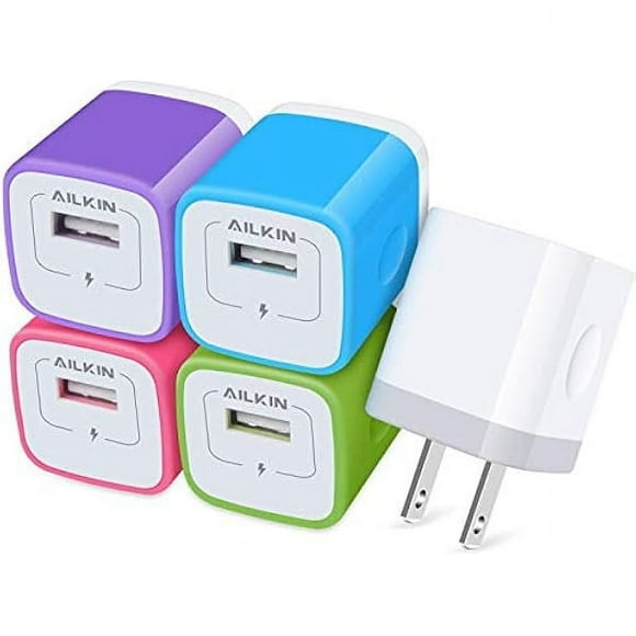 USB Charger Cube, Wall Charger Plug, YJJSKEJI 1A 1-Port USB Power Adapter Charging Station Box for Apple iPhone AC Cargardor Wall Outlet Multi 5 Pack Fast Charge, Samsung Galaxy, USB Charging Block