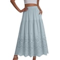 thumbnail image 2 of qelini Lace Maxi Skirt for Women Long Skirt Elastic High Waist A-line Skirt Solid Color Casual Skirt, 2 of 6