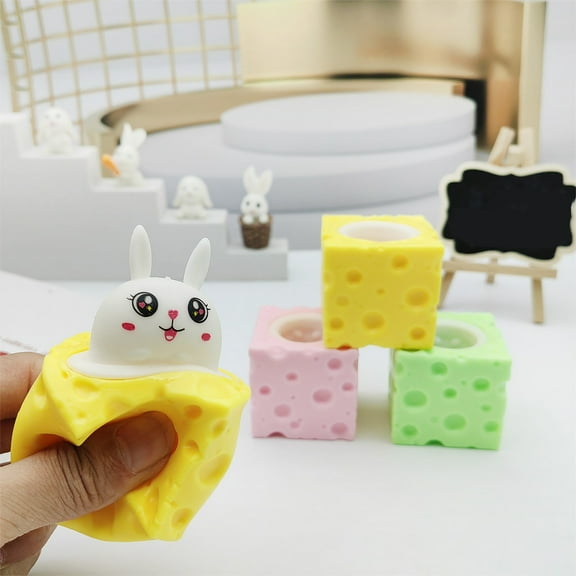 Easter Taba Squishy Cheese Rabbit Cute Fidget Toys 3 Pcs Relief Stress Anxiety Tension Sensory Gift Party Favor Classroom Prize