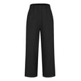 thumbnail image 4 of Summer Pants for Women Daily Elastic Waist Workout Trousers Solid Long Pants Loose Casual Pockets Trousers Casual Petite for Women Work Wind Girls Yoga Womens Lined Black L, 4 of 5