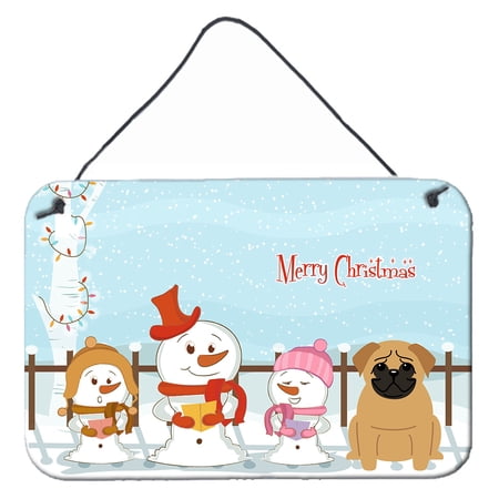 Carolines Treasures BB2338DS812 Merry Christmas Carolers Pug Brown Wall or Door Hanging Prints 8x12 multicolor