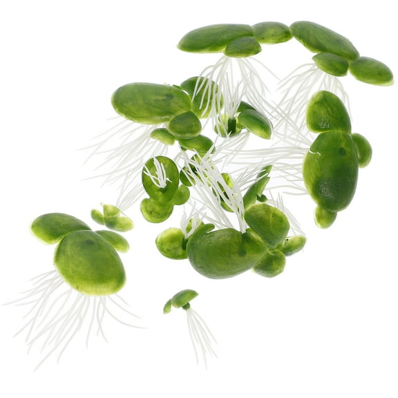 WHAMVOX Aquarium Floating Plants Fake Duckweed Decorations for Fish Tank Decor Green PVC 18pcs