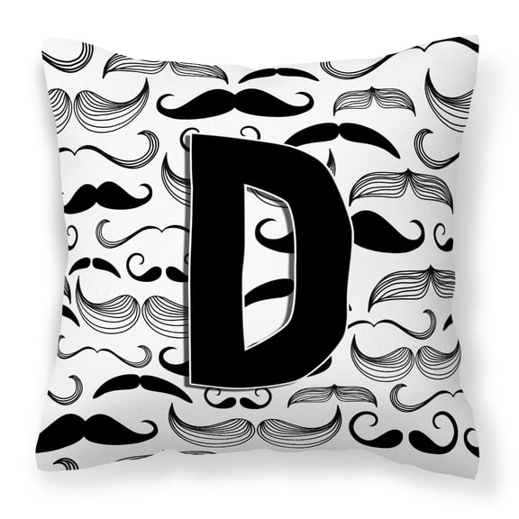 Carolines Treasures CJ2009-DPW1414 Letter D Moustache Initial Canvas Fabric Decorative Pillow  14Hx14W multicolor