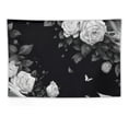thumbnail image 5 of ONETECH  Black Floral Fabric Wall Hanging Tapestry  White Gray Roses Blossom Watercolor Gray Modern Plant Boatnical Unique Nature Home Decor Art for Living Room Bedroom Dorm, 5 of 7