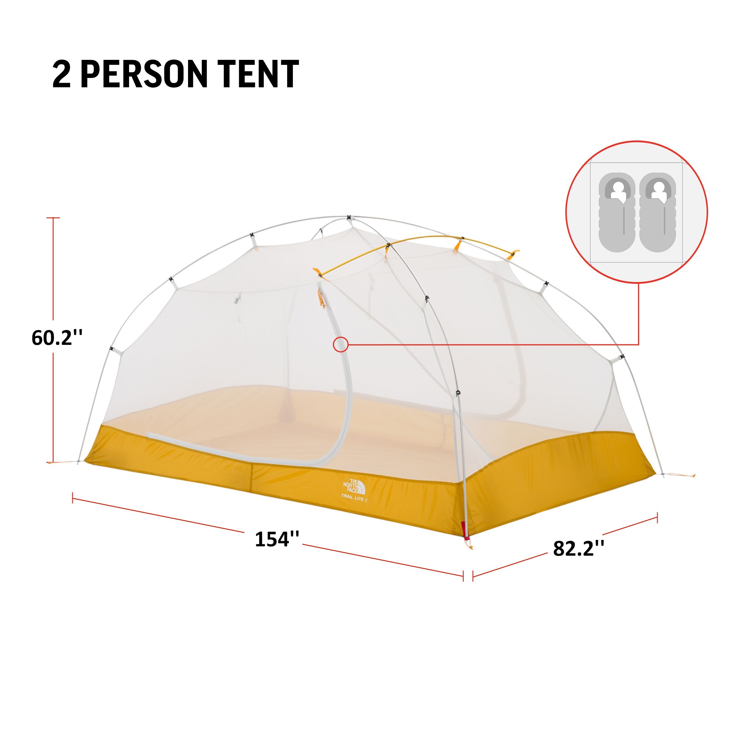 THE NORTH FACE Trail Lite 2 Tent  2-Person Khaki Stone/Arrowwood Yellow