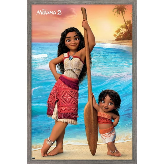 Disney Moana 2 - Moana and Simea Wall Poster, 14.725" x 22.375" Framed