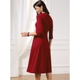 thumbnail image 3 of DARING DIVA Women's Outfit A-Line Keyhole Neck Spring Classy Midi Dresses M Wine Red, 3 of 7