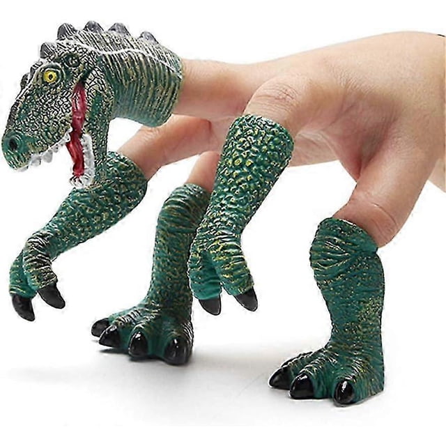Dinosaur Finger Hand Puppet Dino T-rex Puppets Animal Raptor Finger Toys For Kids (green)