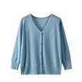 thumbnail image 2 of Aloohaidyvio Cardigan Sweaters for Women,Women's 2024 Fall Winter Solid Color Cardigan Sweaters Casual Lightweight Coat Round Neck Knitted Button Down Cardigans, 2 of 6