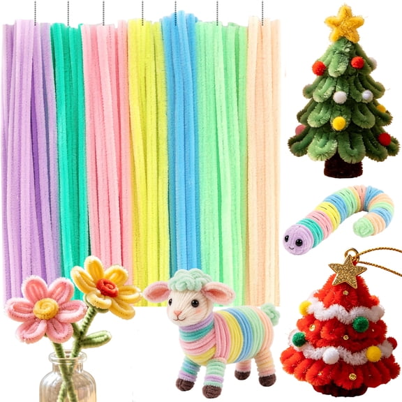 Pipe Cleaners for Crafts - 100 Pack Assorted Colors | 12 inch Chenille Stems for DIY Art Projects, Classroom Supplies & Kids Activities
