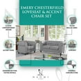 thumbnail image 3 of White Tufted Chesterfield Loveseat and Armchair Set, Classic Living Room Sofa Set, 3 of 11
