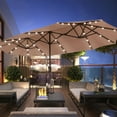 thumbnail image 2 of Ainfox 13ft x 6ft Rectangular Double-Sided Patio Umbrella with Solar Lights, Outdoor Market Canopy, Khaki, 2 of 8