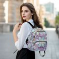 thumbnail image 6 of JIALIOU Mini Backpack Purse for Women Quilted Casual Daypack Small Travel Shoulder Bag, Violet Floral Stained Glass, 6 of 7