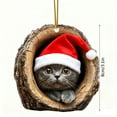 thumbnail image 3 of Cute Cat in Tree Stump Christmas Acrylic Ornaments - 4 Styles of Santa Hat Cats, Forest-Style Festive Decor & Gift for Xmas Tree & Home, 3 of 7