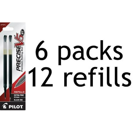 Value Pack of 6 - Pilot Precise V5 RT Liquid Ink Refill, 2-Pack for Retractable Rolling Ball Pens, Extra Fine Point, Black Ink (77273)