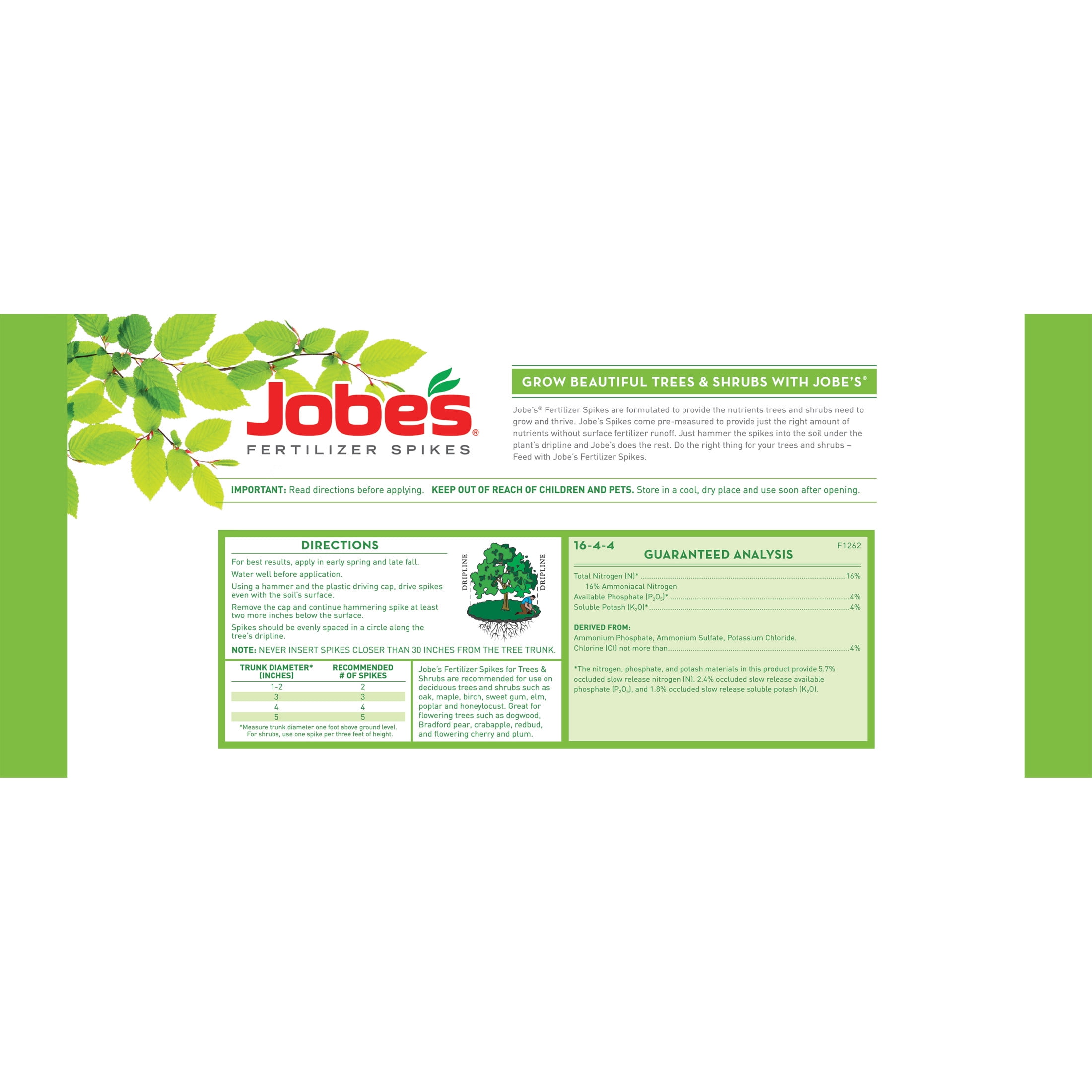 Jobe's Slow Release Tree and Shrub Fertilizer Spikes, 15 Count