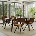 thumbnail image 3 of Homy Casa Swivel Dining Side Chair Set of 2, Fabric Armchair Vanity Chair, Brown, 3 of 9