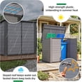 thumbnail image 2 of YODOLLA Plastic Outdoor Trash Can Storage Shed with Reinforced Floor, Holds 2x64 Gal Cans, 60 Cu.Ft Capacity Storage Cabinet , Waterproof Resin Build & UV-Resistant, 2 of 9