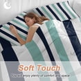 thumbnail image 5 of Turquoise Navy Blue Striped Queen Duvet Cover Set, Modern 4 Piece Microfiber Bedding Set with Zipper Closure, Bed Sheet and 2 Pillow Shams, Soft Bedding Cover, 5 of 9