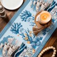 thumbnail image 3 of Ocean Set Sail Table Runner 72 Inches, Sailboat Sea Waves Blue Coral Starfish Bed Runner Dresser Scarves Tabletop for Indoor Outdoor Parties/Ceremony/Banquet, 18" x 72", 3 of 9