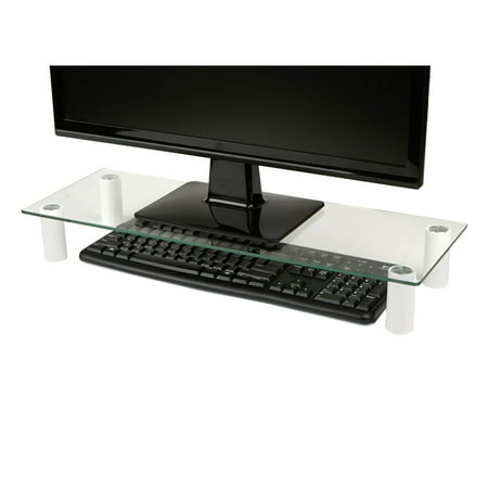 Mind Reader - Glass Monitor Stand Riser - Clear