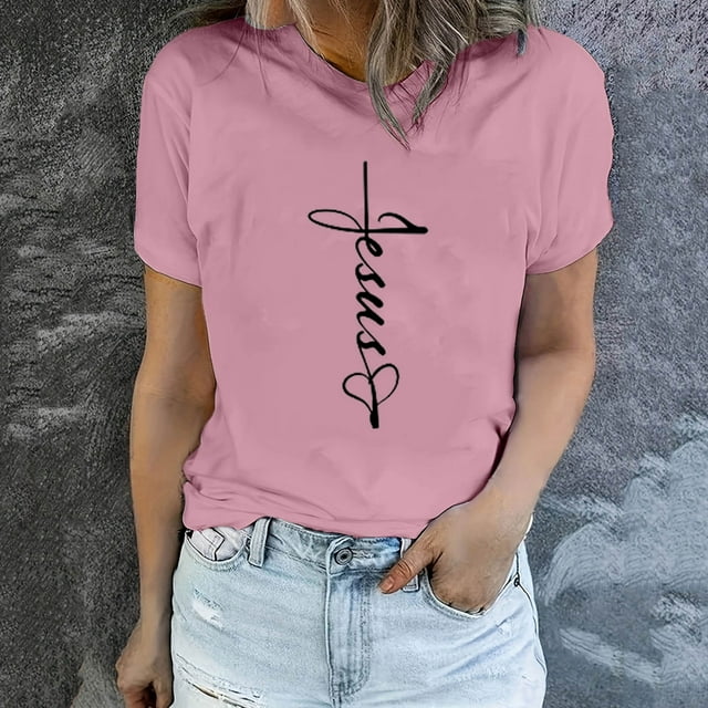 Daisyyozoid Chemise Joyeuses Pâques pour Femmes Printemps et Été 2024 Mode Imprimé Col Rond Manches Courtes