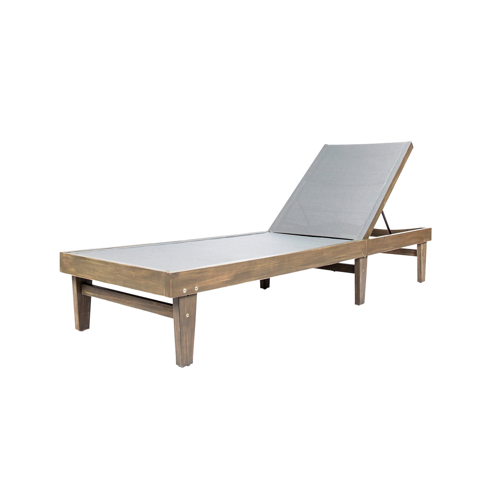 Summerland Gray Mesh and Wood Patio Chaise Lounge
