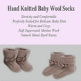 thumbnail image 3 of Hand Knitted Baby Wool Bootie Socks for 3-6 Month Babies - Dark Beige, 3 of 8