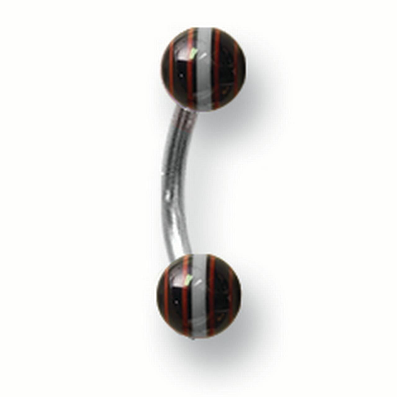 Long w 1.3mm Top 10 Jewelry Gift SGSS Curv BB w Acrylic Racer Stripe Balls 16G 8mm 5/16 Long w 1.3mm Top 10 Jewelry Gift SGSS Curv BB w Acrylic Racer Stripe Balls 16G 8mm 5/16