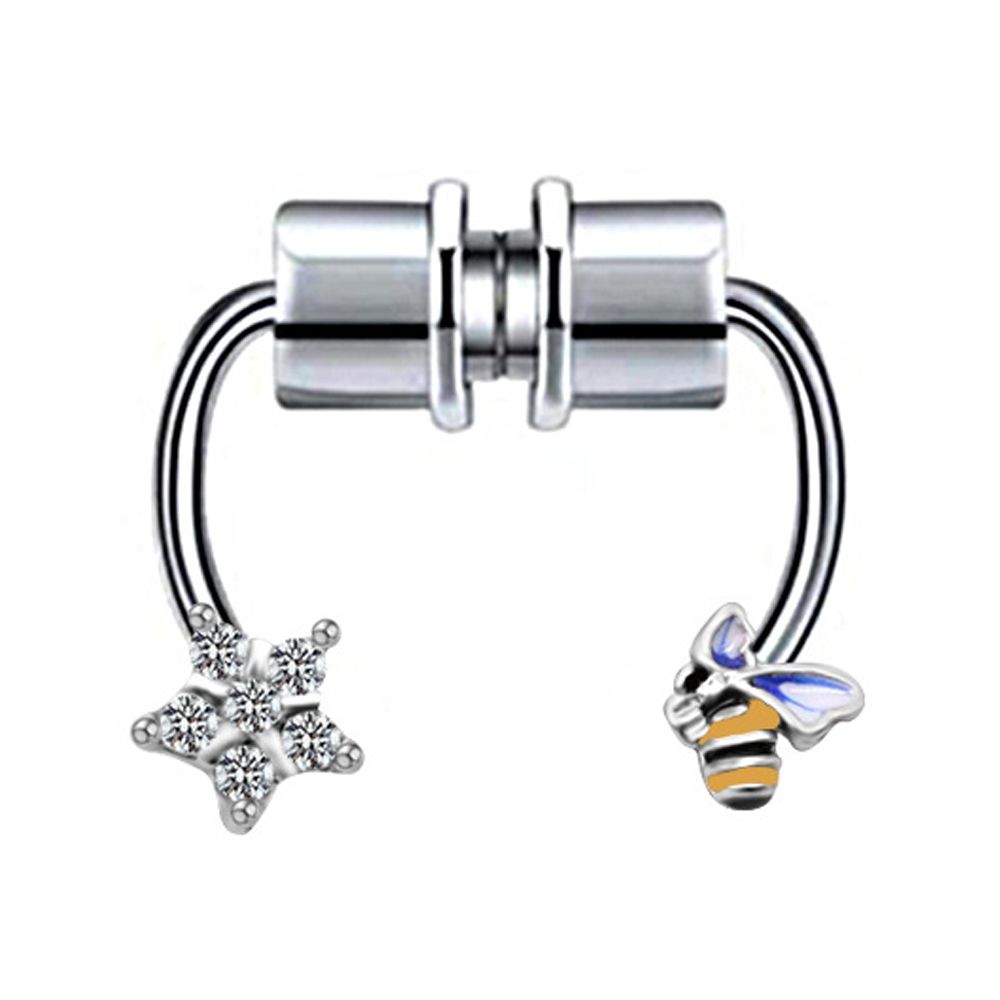 Women Girls Faux Septum Rings ClipOn Nose Hoop Rings 316L Stainless