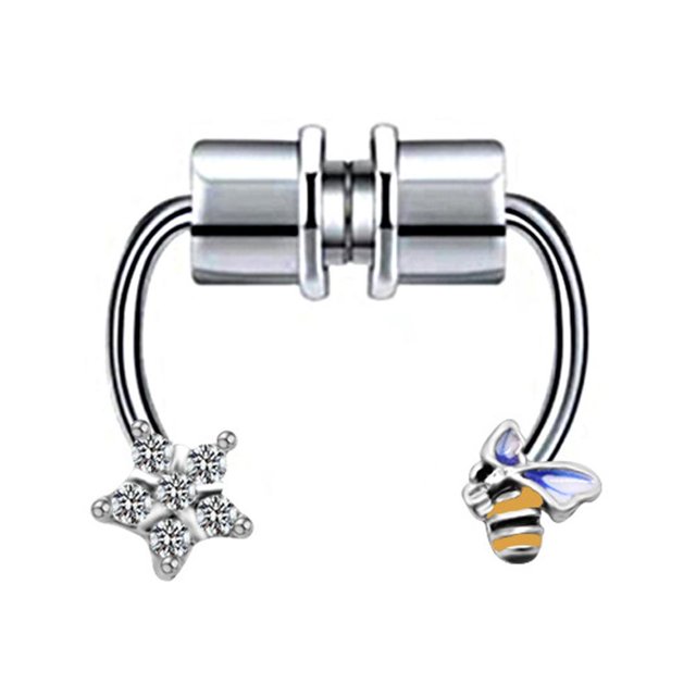 Women Girls Faux Septum Rings ClipOn Nose Hoop Rings 316L Stainless