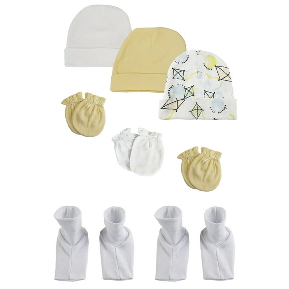 Baby Boy, Baby Girl, Unisex Infant Caps, Booties and Mittens (Pack of 8)